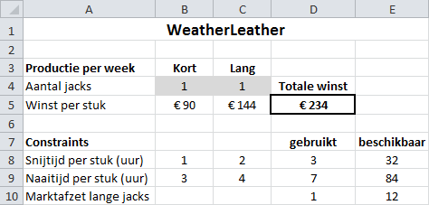 Voorbeeld berekeningsmodel WeatherLeather.